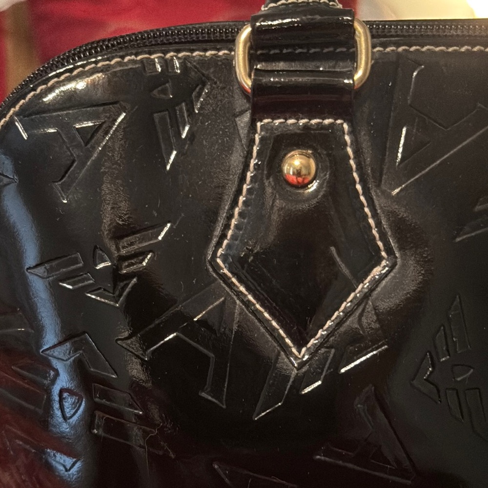 Arcadia Black Patent Leather Satchel Timeless Design - Picture 2 of 5